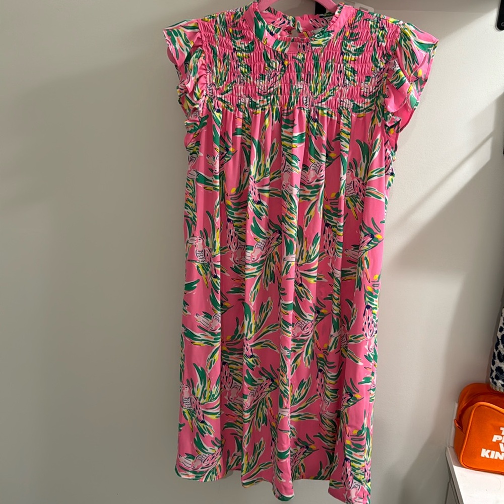 NWT Crown & Ivy pink printed dress size L